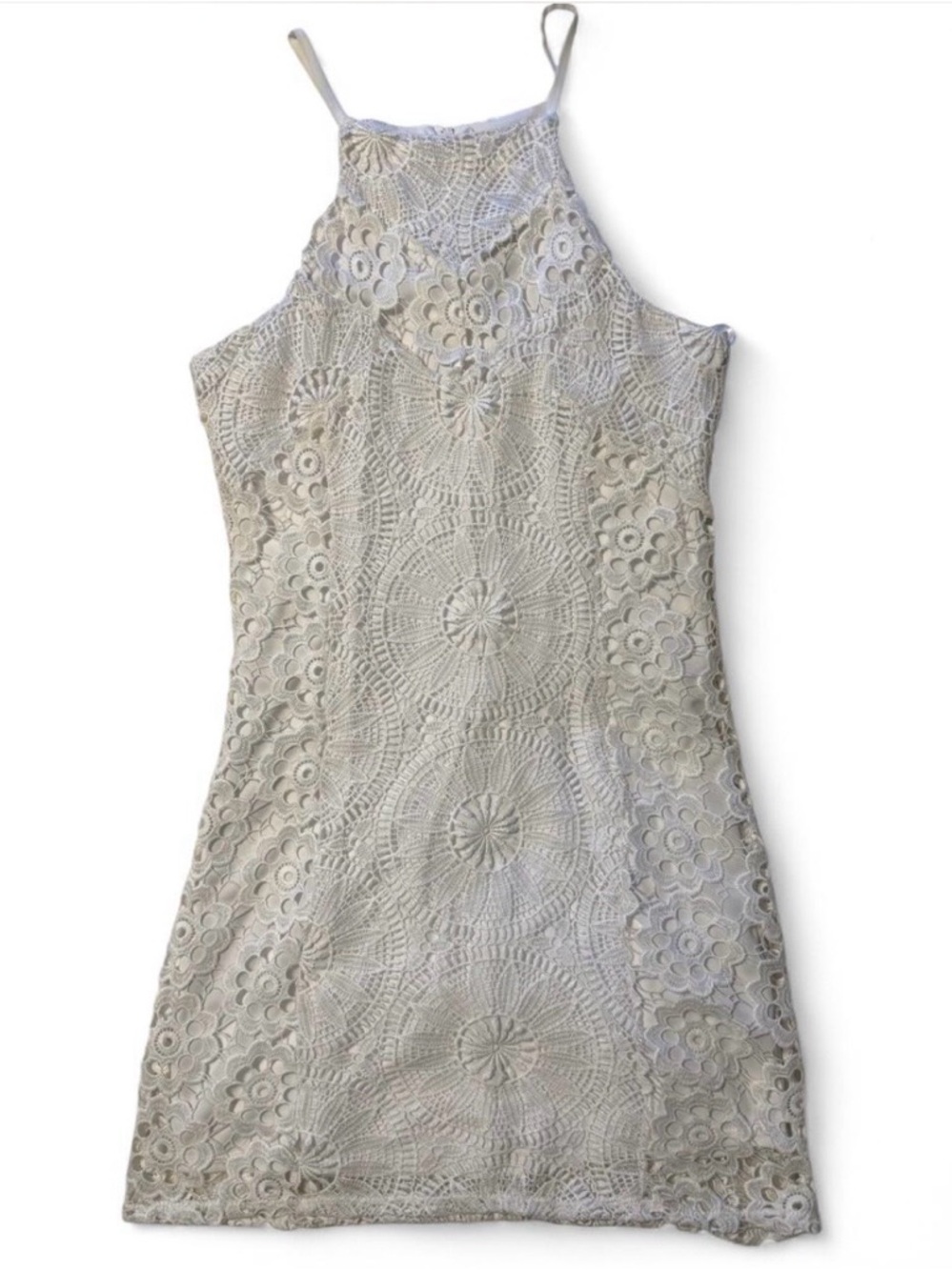 Francesca's Collections White Sleeveless Dress with Halter Neck